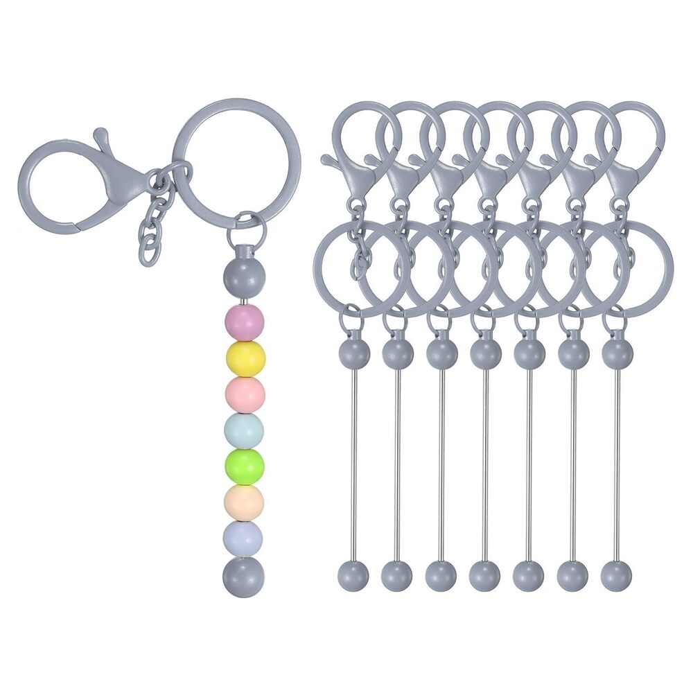 4420 8Pcs Beadable Keychain Bars, Metal Beaded Keychain Bars Bulk Blank